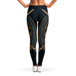 Black Samurai Mask Print Women's Leggings