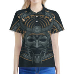 Black Samurai Mask Print Women's Polo Shirt