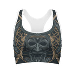Black Samurai Mask Print Women's Sports Bra