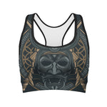 Black Samurai Mask Print Women's Sports Bra