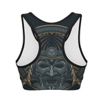 Black Samurai Mask Print Women's Sports Bra