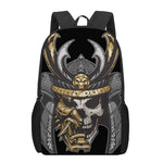 Black Samurai Skull Print 17 Inch Backpack