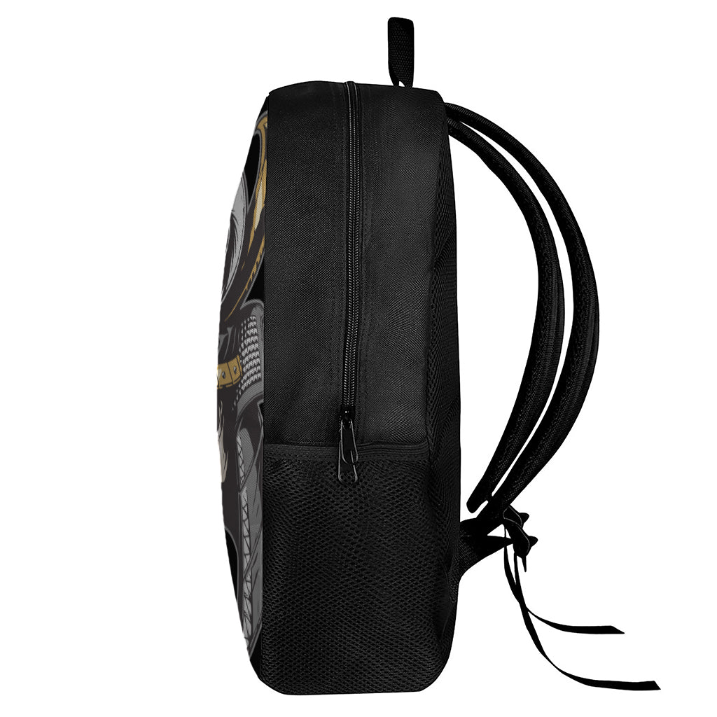 Black Samurai Skull Print 17 Inch Backpack