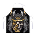 Black Samurai Skull Print Adjustable Apron