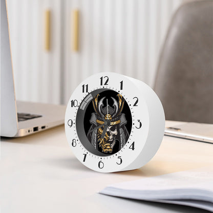 Black Samurai Skull Print Alarm Clock