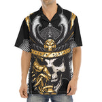 Black Samurai Skull Print Aloha Shirt