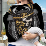 Black Samurai Skull Print Baby Seat Cover