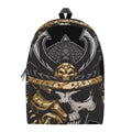 Black Samurai Skull Print School Backpack