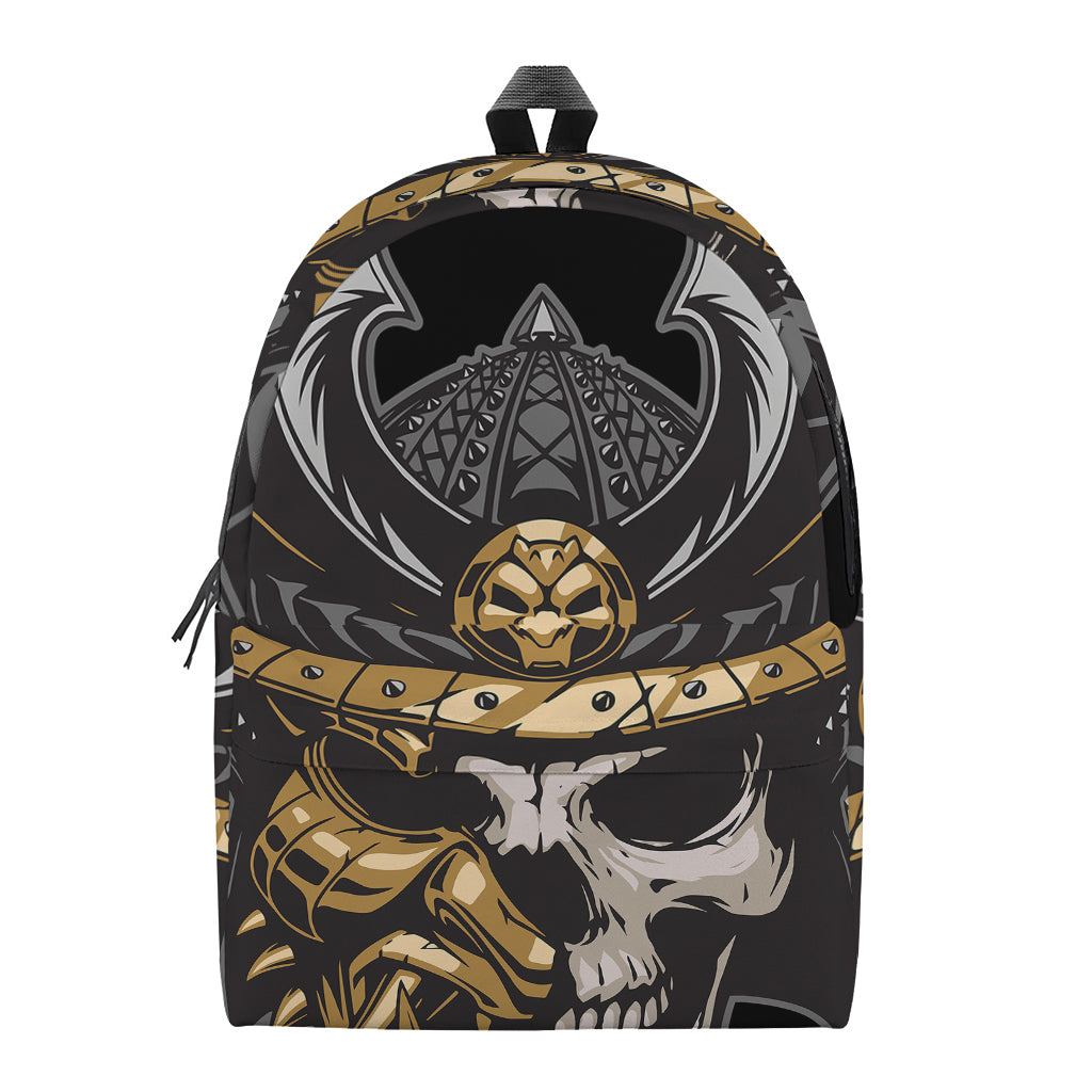Black Samurai Skull Print Backpack