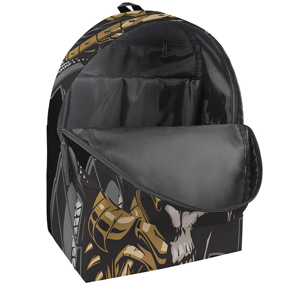 Black Samurai Skull Print Backpack