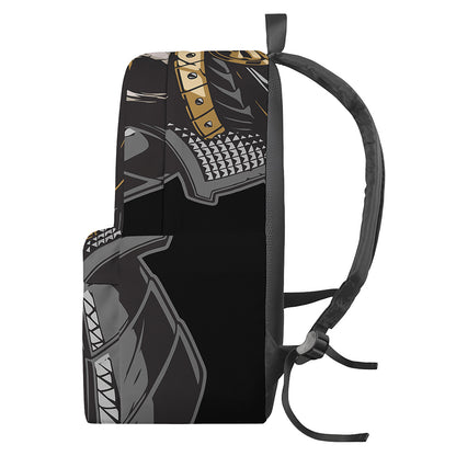 Black Samurai Skull Print Backpack