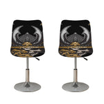 Black Samurai Skull Print Bar Stool Covers
