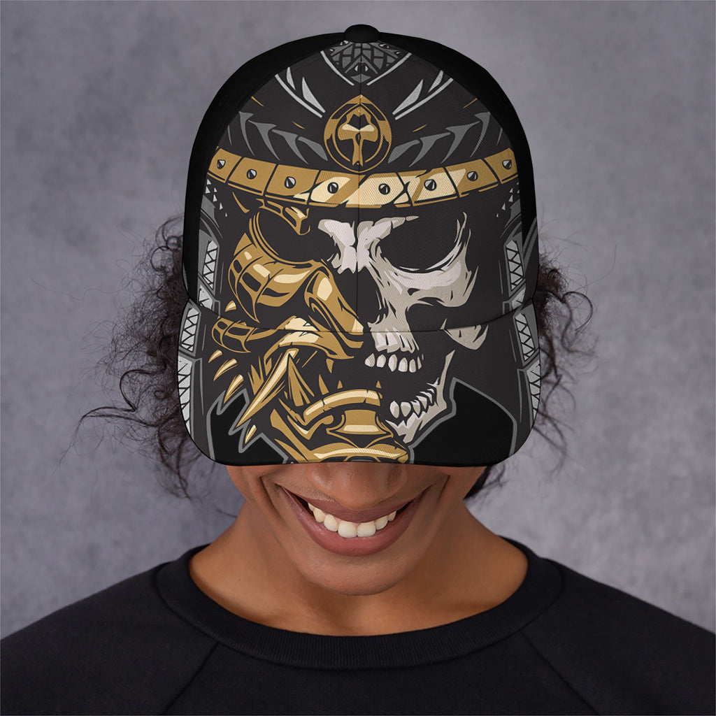 Black Samurai Skull Print Baseball Cap