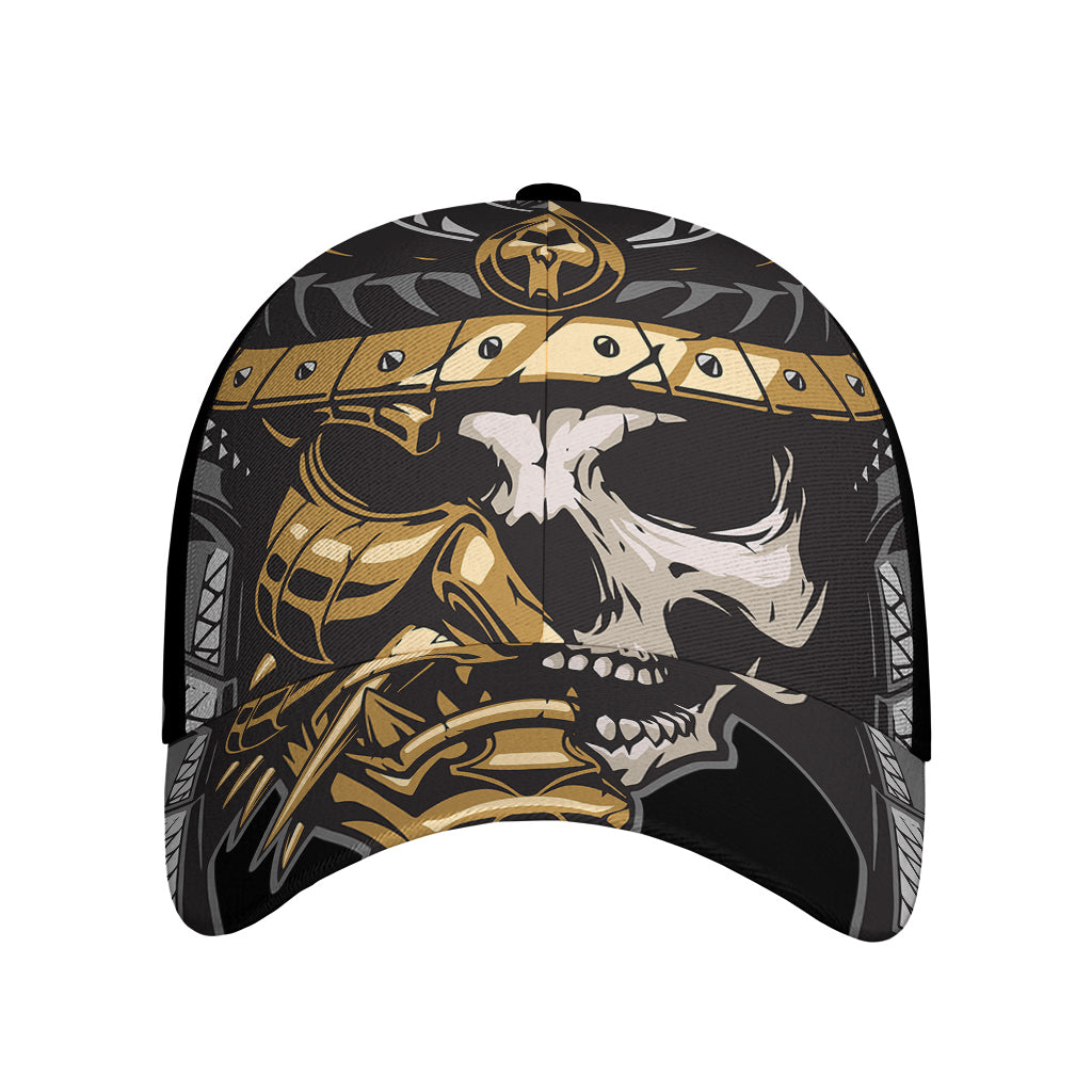 Black Samurai Skull Print Baseball Cap