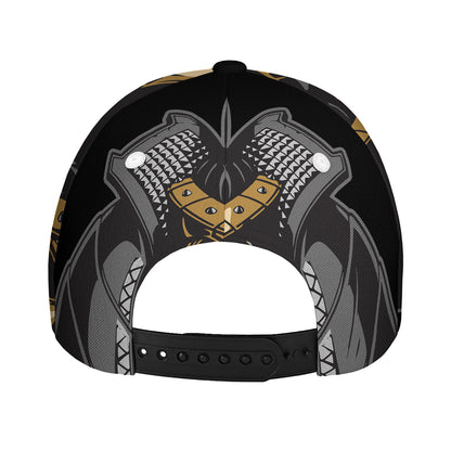 Black Samurai Skull Print Baseball Cap