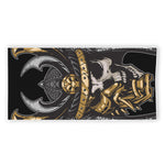 Black Samurai Skull Print Beach Towel