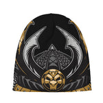 Black Samurai Skull Print Beanie