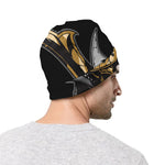 Black Samurai Skull Print Beanie