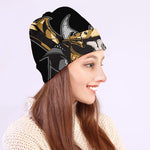 Black Samurai Skull Print Beanie