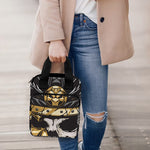 Black Samurai Skull Print Bible Tote Bag