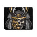 Black Samurai Skull Print Bifold Wallet