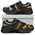 Black Samurai Skull Print Black Chunky Shoes