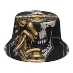 Black Samurai Skull Print Bucket Hat