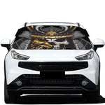 Black Samurai Skull Print Car Windshield Snow Cover