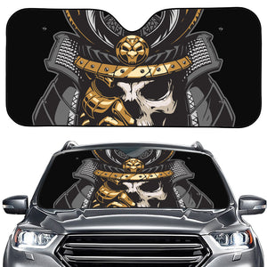 Black Samurai Skull Print Car Windshield Sun Shade