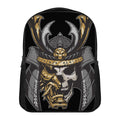 Black Samurai Skull Print Casual Backpack