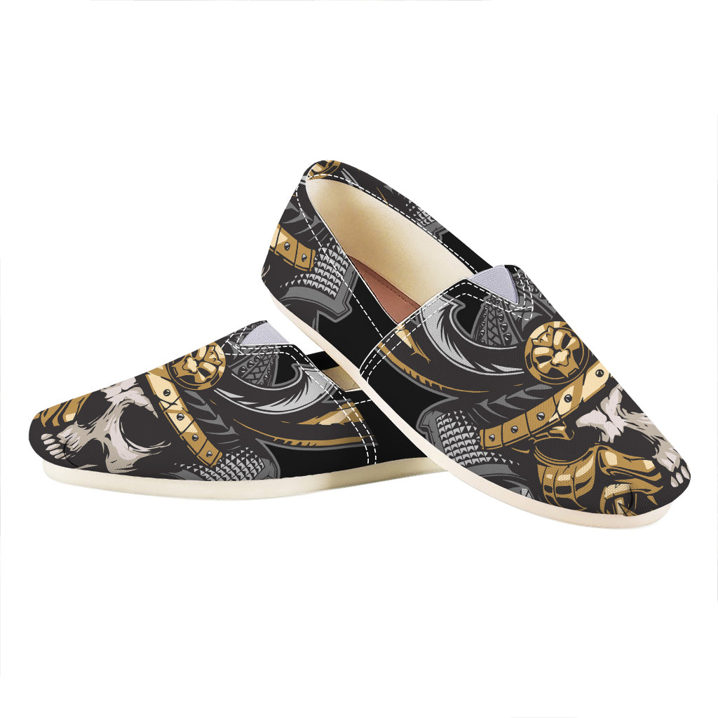 Black Samurai Skull Print Casual Shoes