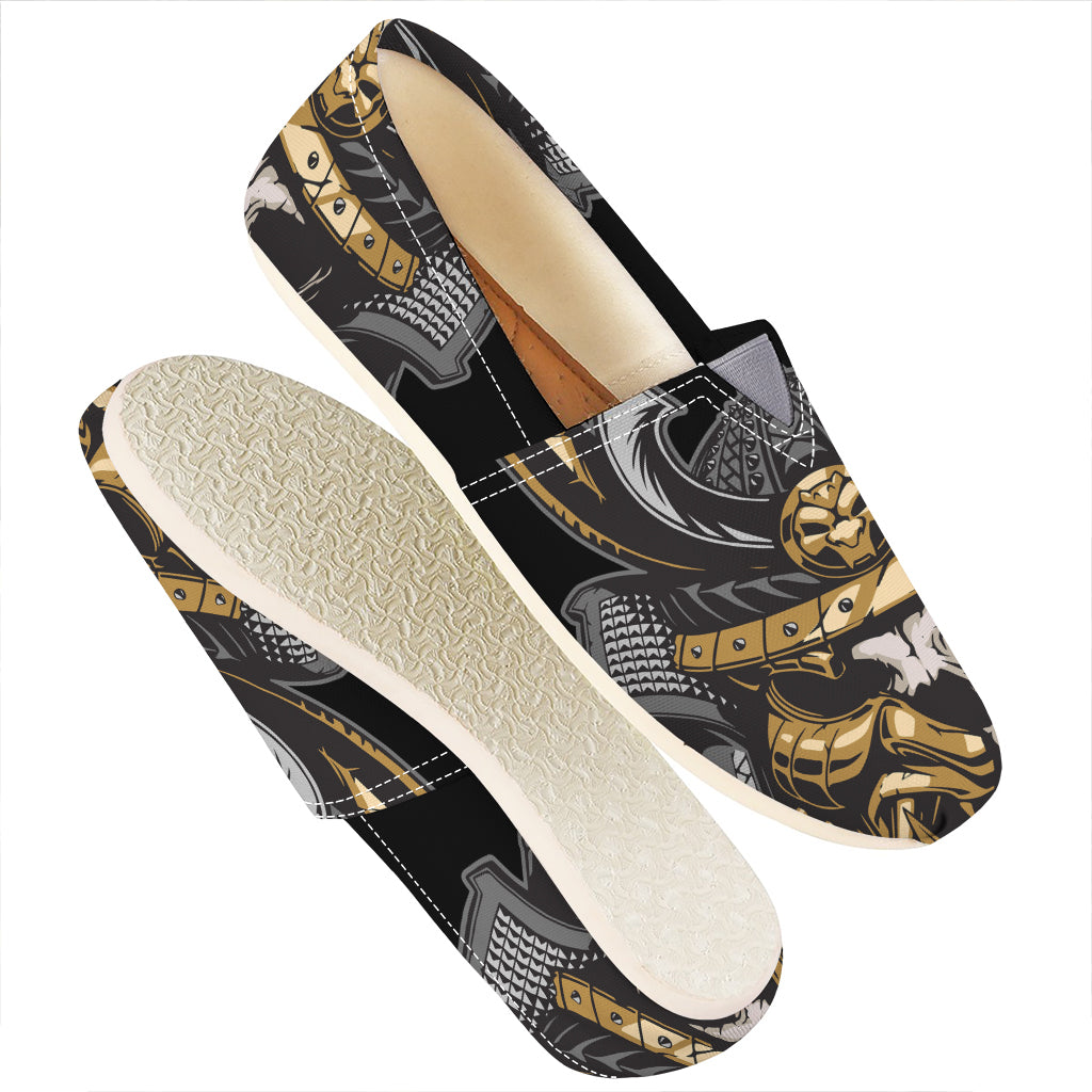 Black Samurai Skull Print Casual Shoes