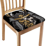 Black Samurai Skull Print Chair Cushion Cover