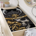 Black Samurai Skull Print Changing Pad Cover