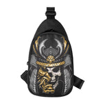 Black Samurai Skull Print Chest Bag