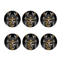 Black Samurai Skull Print Coaster Set