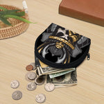 Black Samurai Skull Print Coin Purse
