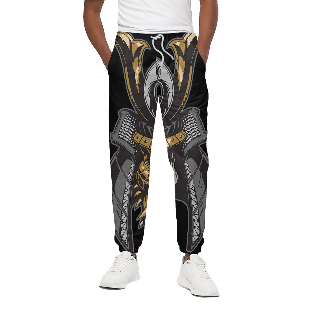 Black Samurai Skull Print Cotton Pants