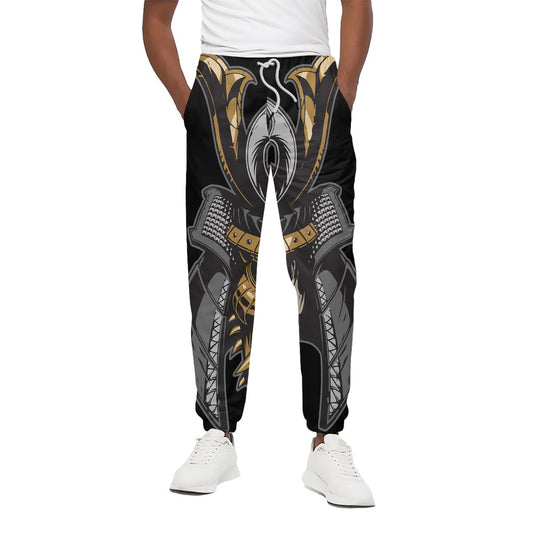 Black Samurai Skull Print Cotton Pants