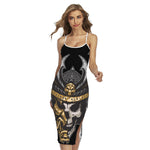 Black Samurai Skull Print Cross Back Cami Dress