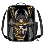 Black Samurai Skull Print Crossbody Lunch Bag