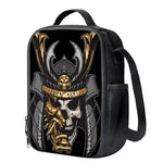 Black Samurai Skull Print Crossbody Lunch Bag
