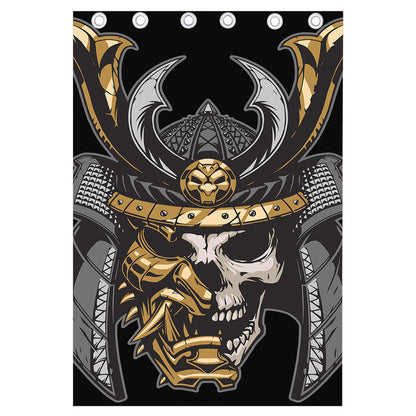 Black Samurai Skull Print Curtain