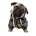 Black Samurai Skull Print Dog Zip Up Hoodie