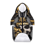 Black Samurai Skull Print Dog Zip Up Hoodie