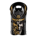 Black Samurai Skull Print Double Neoprene Wine Tote