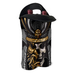 Black Samurai Skull Print Double Neoprene Wine Tote