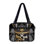 Black Samurai Skull Print Double Strap Bible Bag