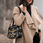 Black Samurai Skull Print Double Strap Bible Bag