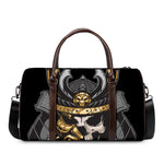 Black Samurai Skull Print Duffle Bag